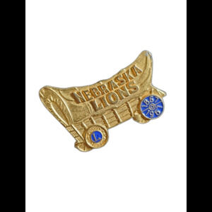 VTG Nebraska Wagon Pioneer Pin Gold Tone Lions Club 1867-1967 Gold Tone Flaw